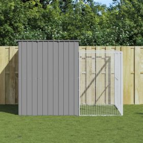 Dog House with Run Light Gray 84.3"x99.6"x71.3" Galvanized Steel