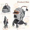 Foldable Dog Cat Stroller with Removable Waterproof Cover