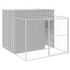 Dog House with Run Light Gray 84.3"x99.6"x71.3" Galvanized Steel