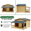 Durable Waterproof Dog Houses for Small Medium Large Dogs Outdoor & Indoor, Wooden Puppy Shelter Large Doghouse with Porch for Winter