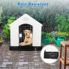 Dog House Outdoor Plastic Weatherproof Kennel House with Elevated Floor, 35.5" L x 37.5" W x 39"H