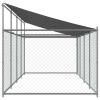 Dog Cage with Roof and Door Gray 26.2'x6.6'x6.6' Galvanized Steel