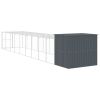 Dog House with Run Anthracite 84.3"x420.9"x71.3" Galvanized Steel