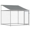 Dog Cage with Roof and Door Gray 26.2'x6.6'x6.6' Galvanized Steel